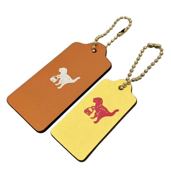 Auth COACH - Brown Yellow Leather Hardware Bag Charm - Picture 1 of 4